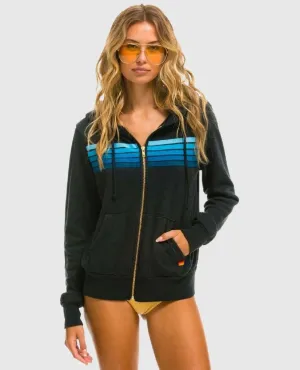 5 Stripe  Zip Hoodie Charcoal Blue