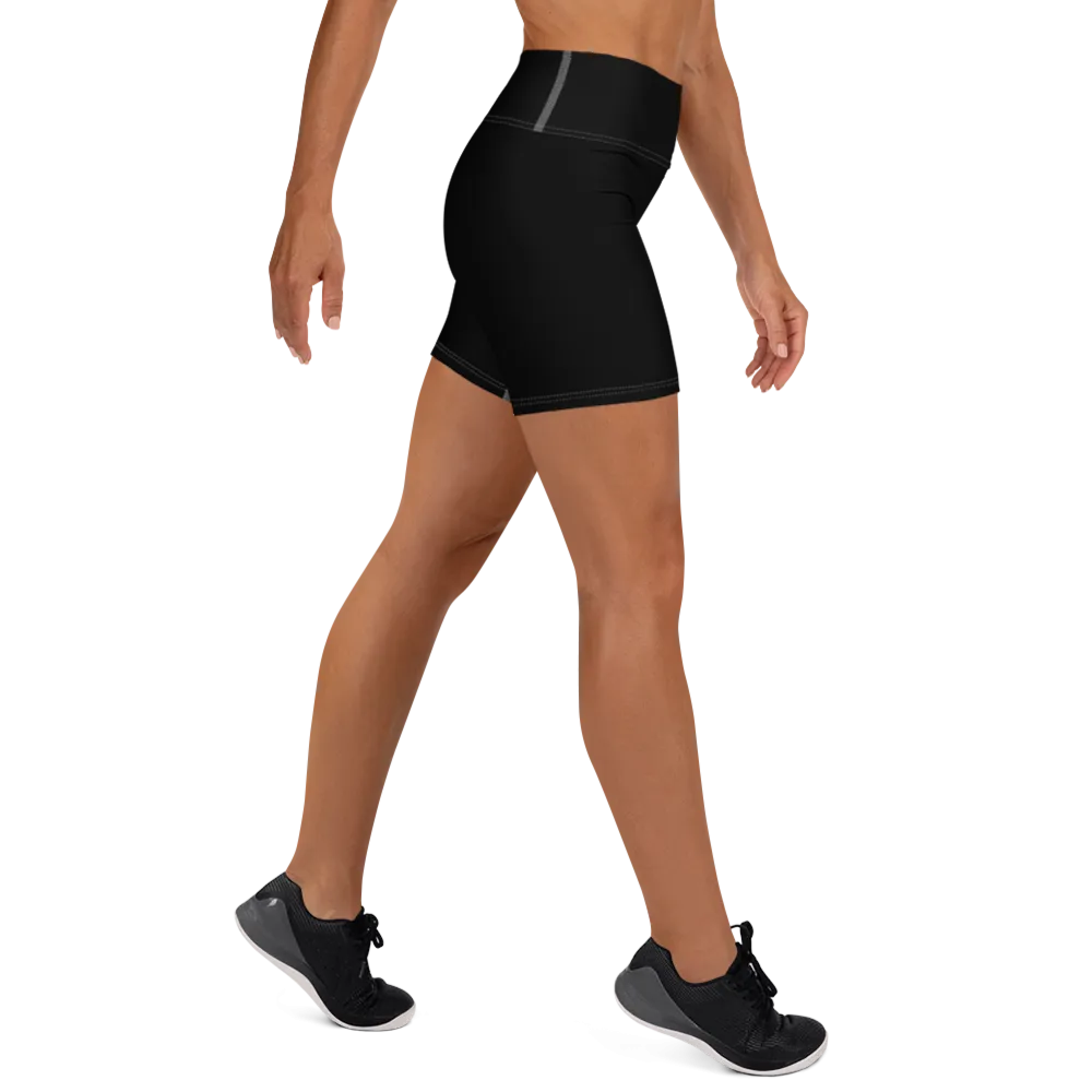 Athletic Apparatus Black White logo White stitch Yoga Shorts