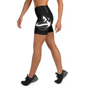 Athletic Apparatus Black White logo White stitch Yoga Shorts