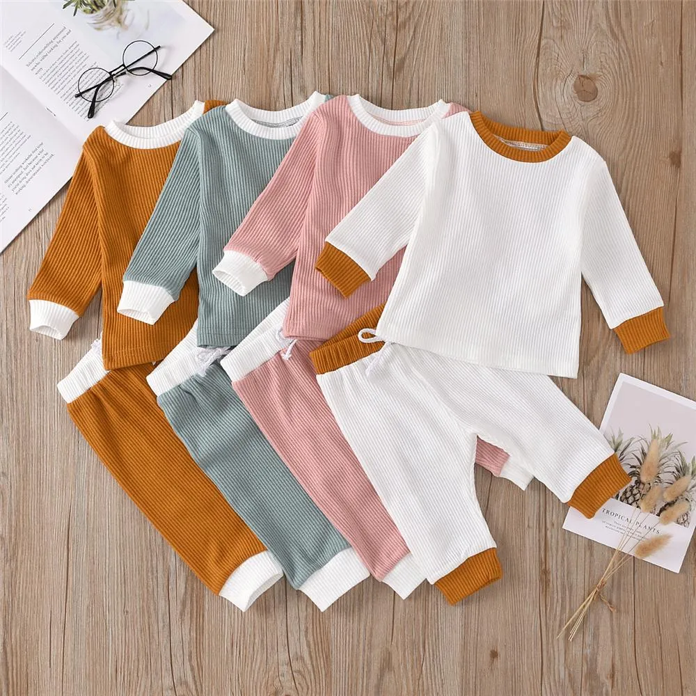 Baby Unisex Casual Long Sleeve Top & Trousers Cheap Boutique Baby Clothes