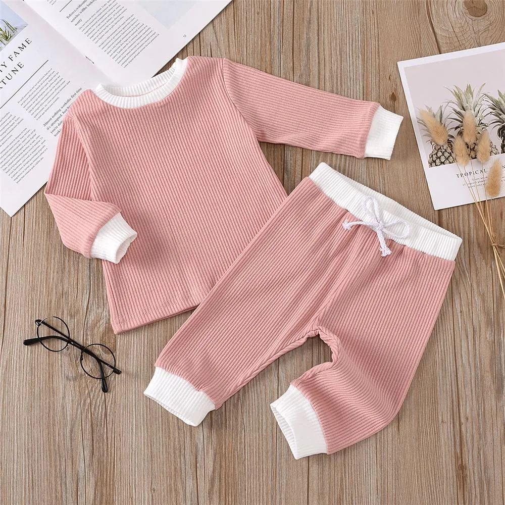Baby Unisex Casual Long Sleeve Top & Trousers Cheap Boutique Baby Clothes