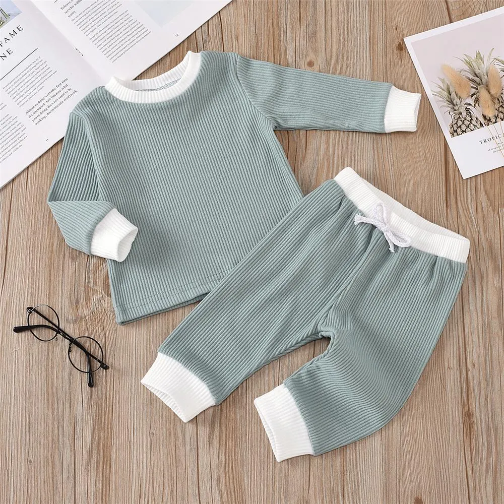 Baby Unisex Casual Long Sleeve Top & Trousers Cheap Boutique Baby Clothes