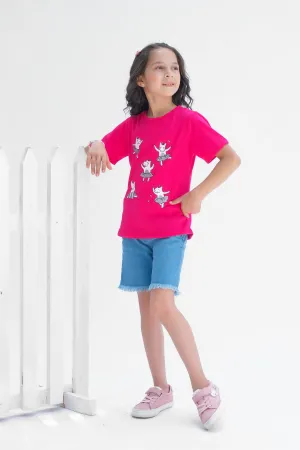 Believe in Unicorn - Half Sleeves T-shirts For Kids - Dark Pink