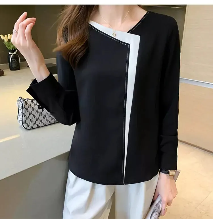 Best Elegant Casual Women's Bold-Long sleeve chiffon blouse