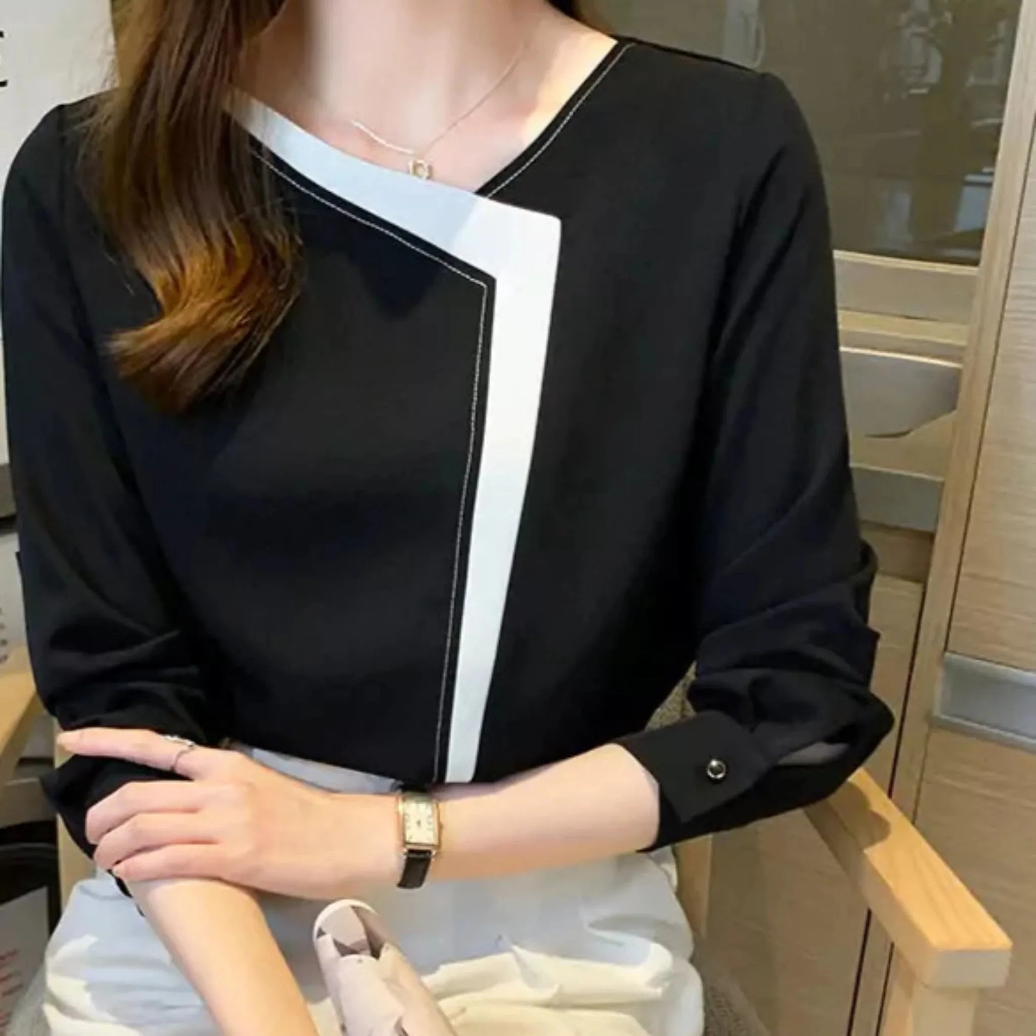 Best Elegant Casual Women's Bold-Long sleeve chiffon blouse