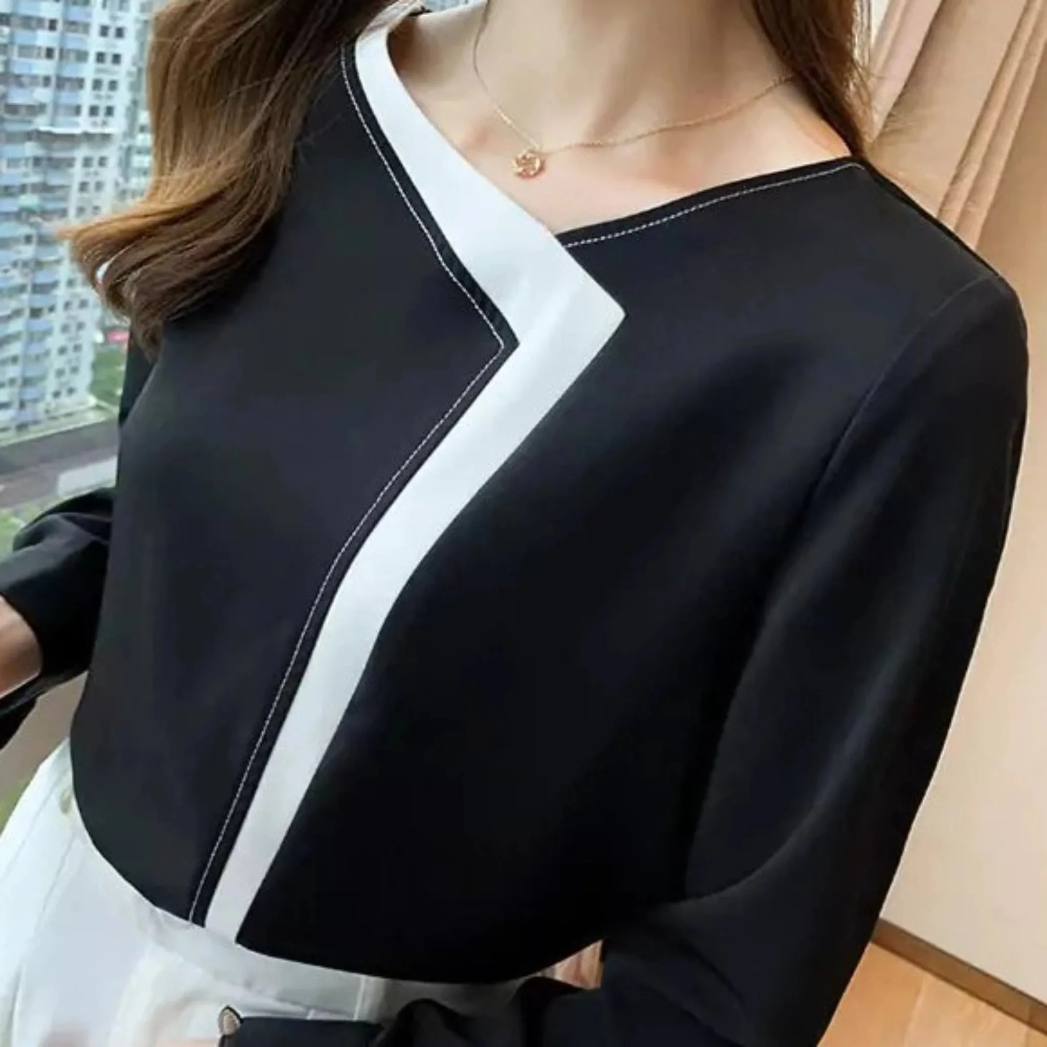 Best Elegant Casual Women's Bold-Long sleeve chiffon blouse