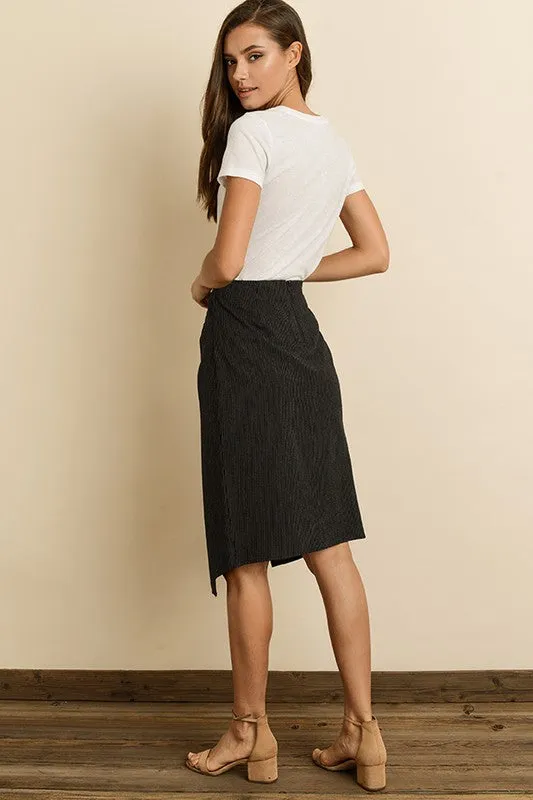 Black midi skirt with front split S-L
