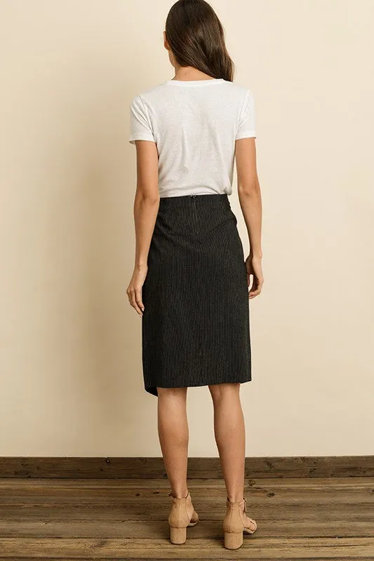 Black midi skirt with front split S-L