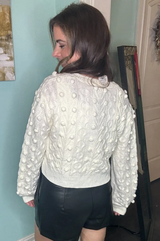 Bow Tie Closure Knit Cardigan-Cream