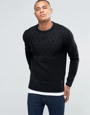 Brave Soul Diamond Jacquard Panel Sweater