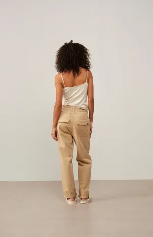 Cargo trousers with paperbag waist, pockets and buttons