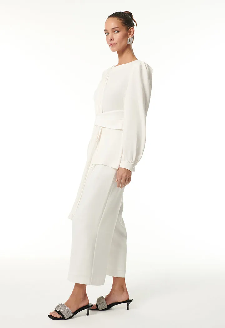 Choice Elegant Blouse With Extended Collar Offwhite