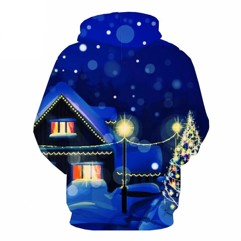 Christmas Hoodie Men Christmas Tree Hooded Casual New Year Sweatshirt Printed