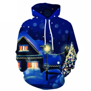 Christmas Hoodie Men Christmas Tree Hooded Casual New Year Sweatshirt Printed