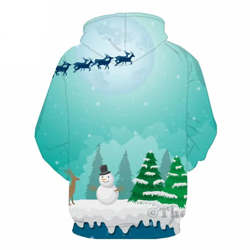 Christmas Sweatshirts men Santa Claus Hooded Casual Snowman Hoody Anime Deer Hoodie Print Moon Sweatshirt Printed