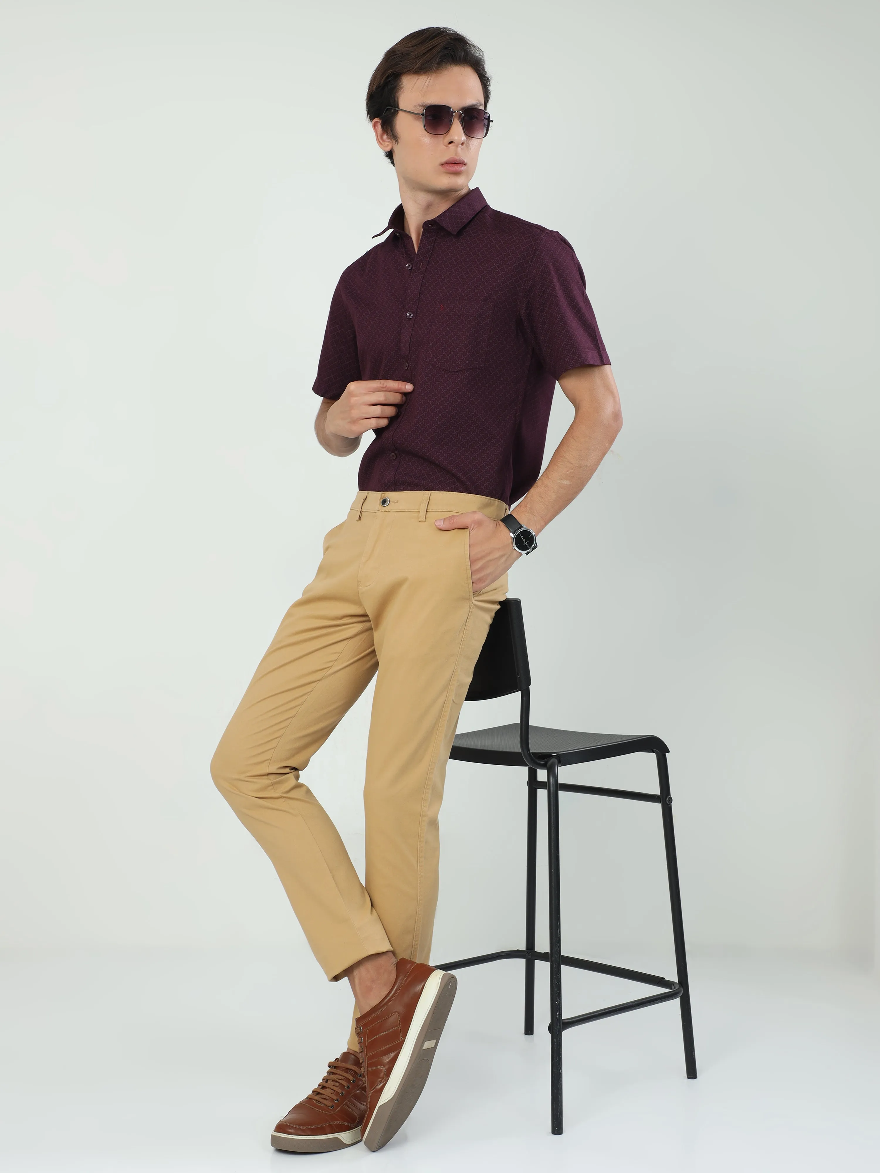 Classic Polo Men's   Moderate Fit Cotton Trousers | TO2-52 C-KHA-MF-LY