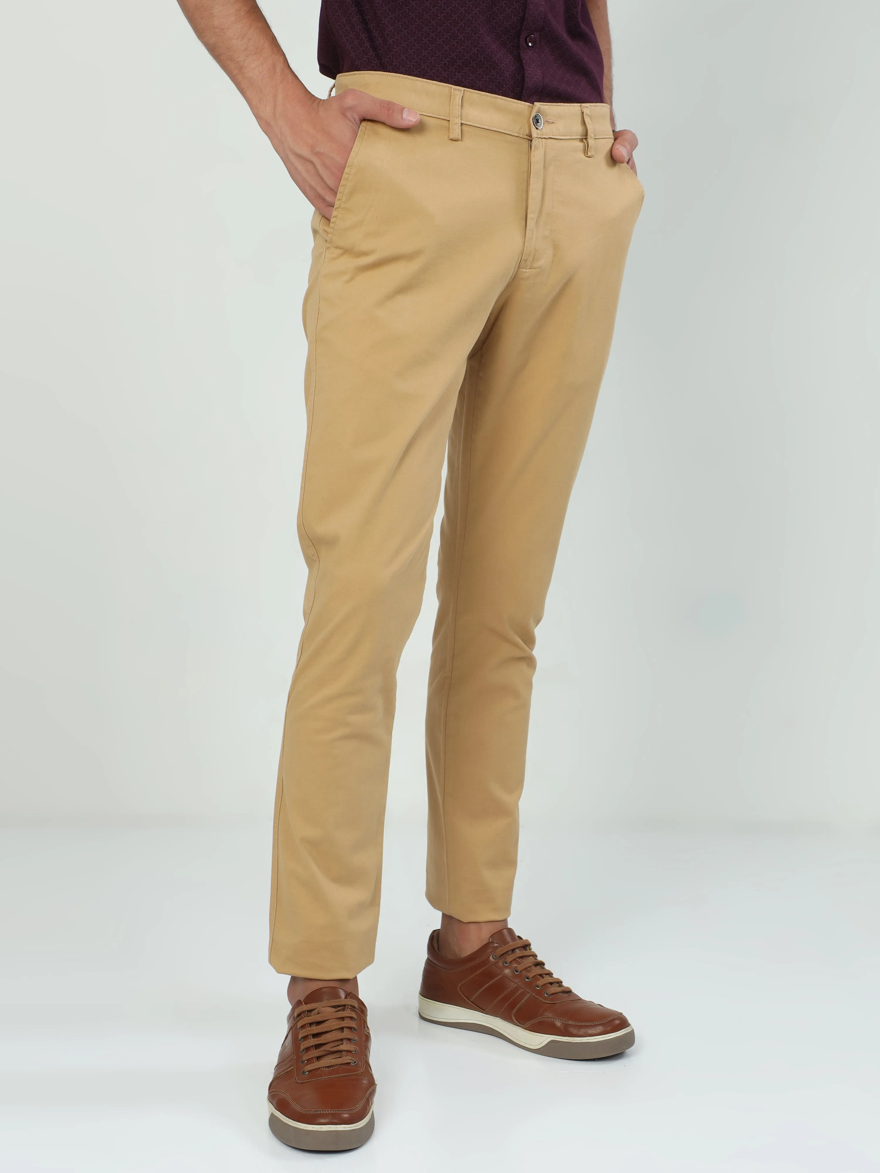 Classic Polo Men's   Moderate Fit Cotton Trousers | TO2-52 C-KHA-MF-LY