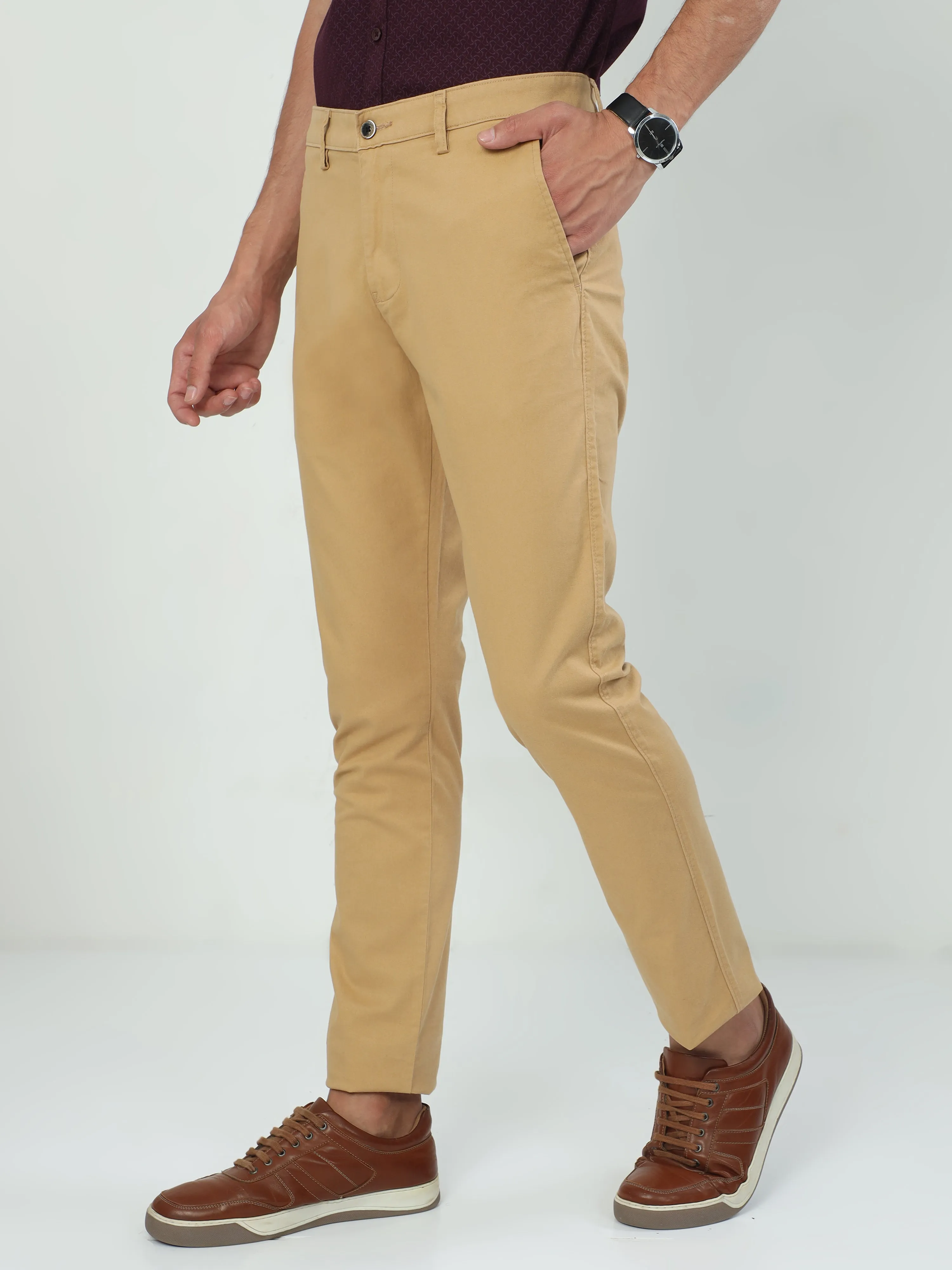 Classic Polo Men's   Moderate Fit Cotton Trousers | TO2-52 C-KHA-MF-LY