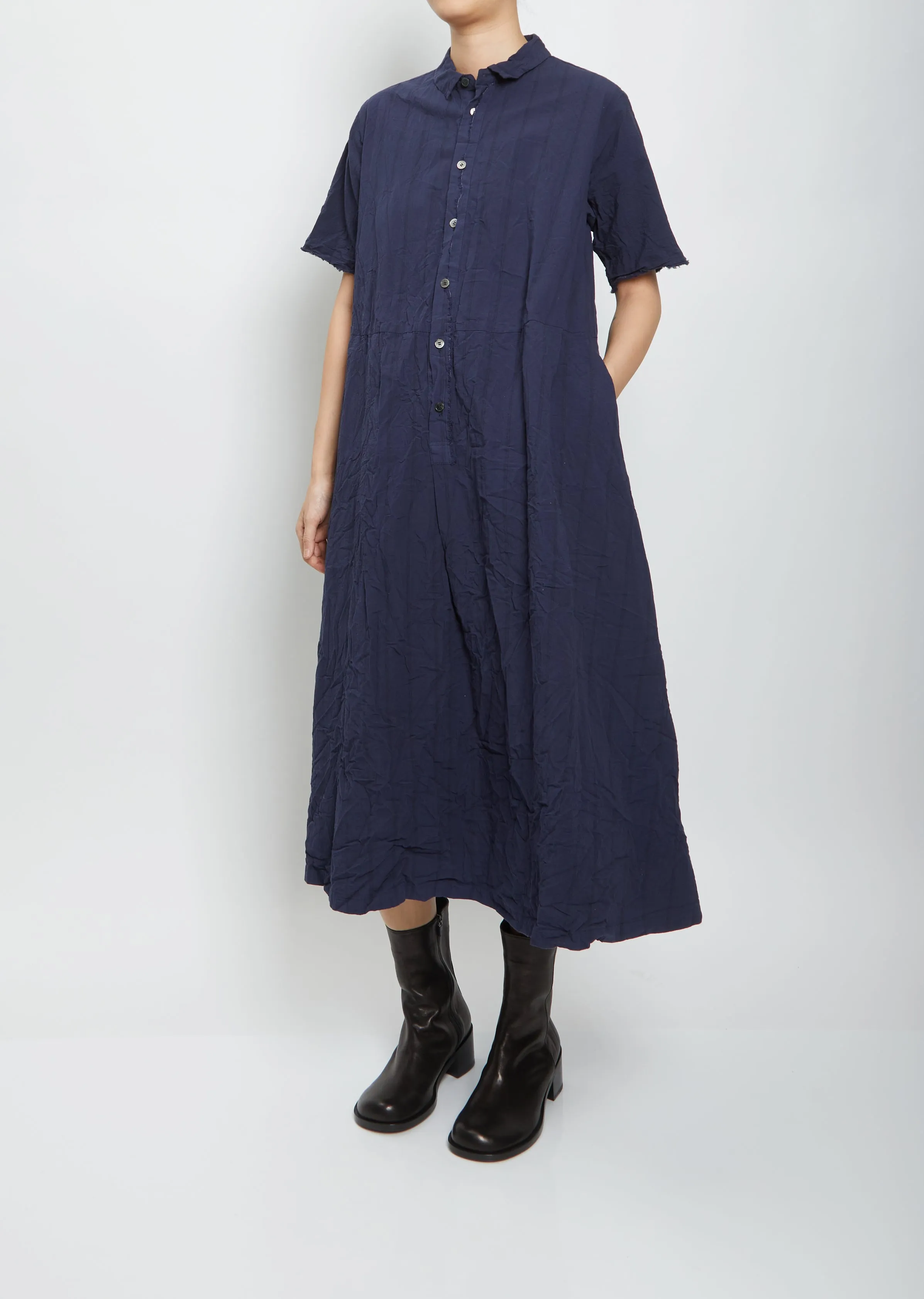 Collar Shirtdress — Navy