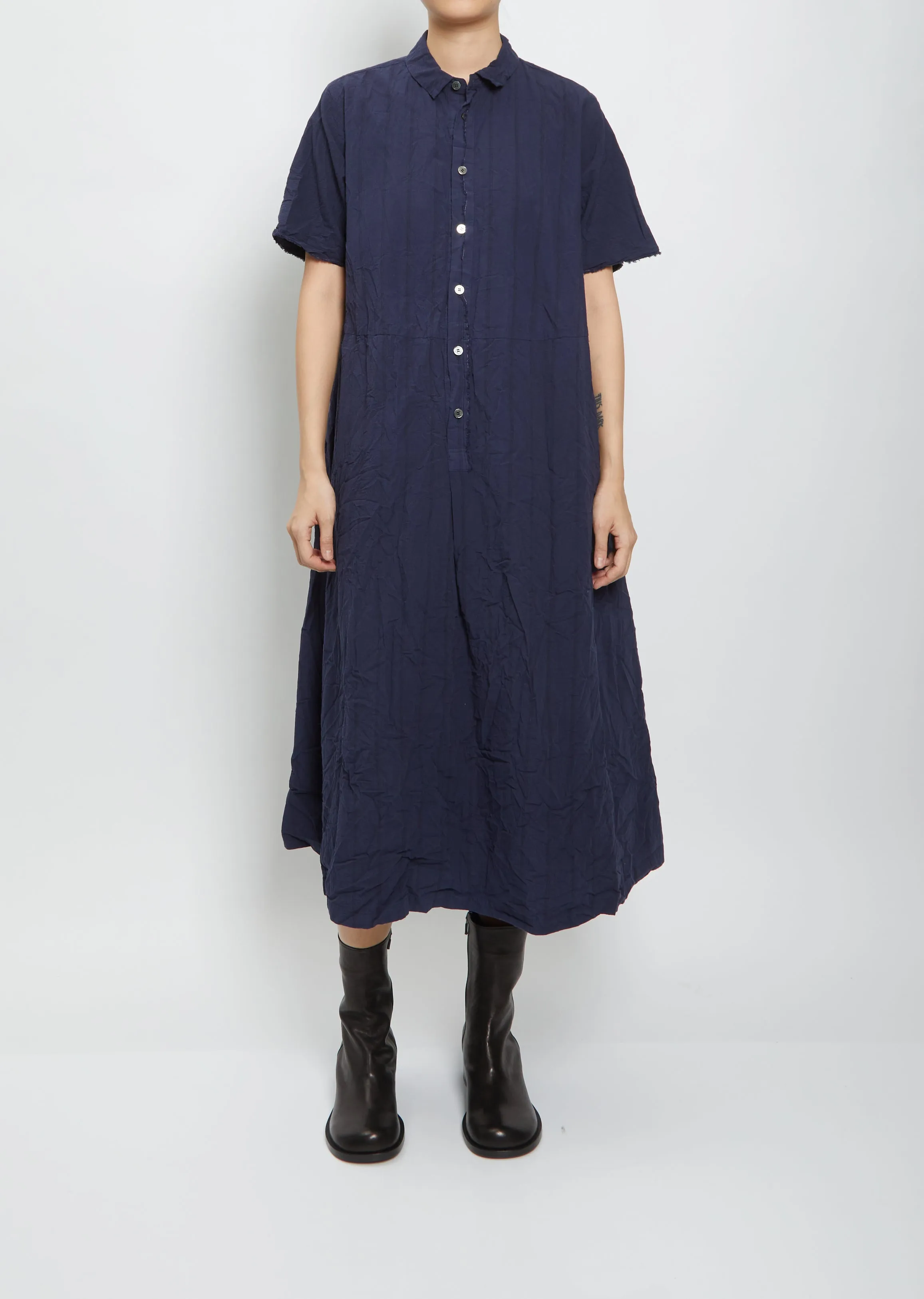 Collar Shirtdress — Navy