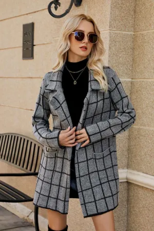 Confidently Unique Lapel Collar Printed Open Front Cardigan