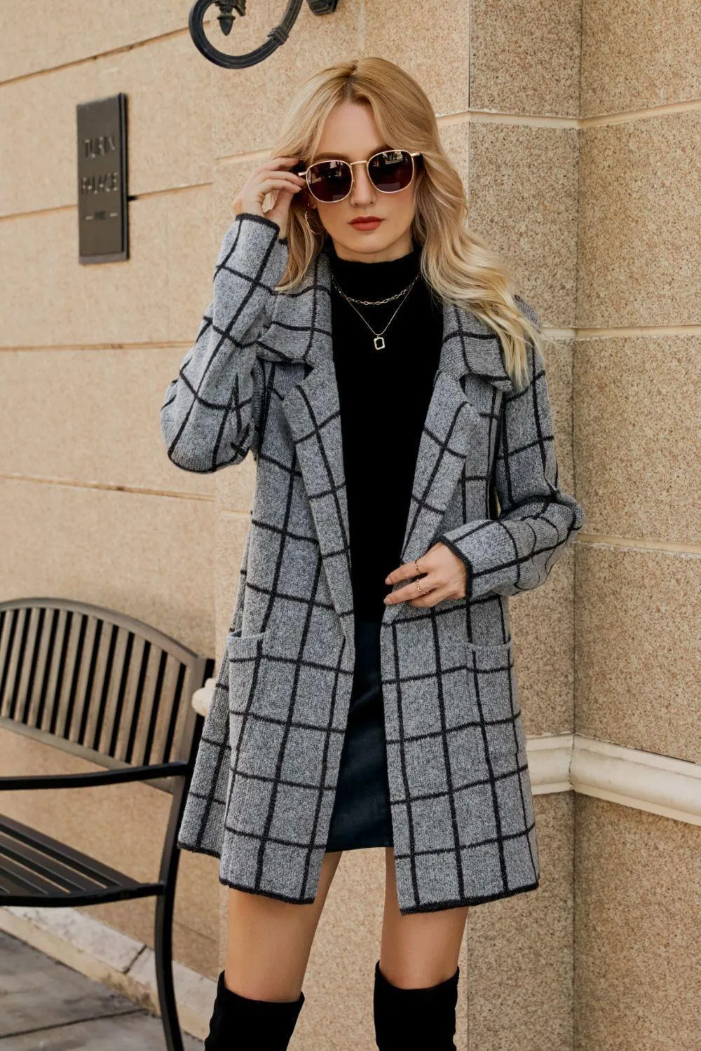 Confidently Unique Lapel Collar Printed Open Front Cardigan