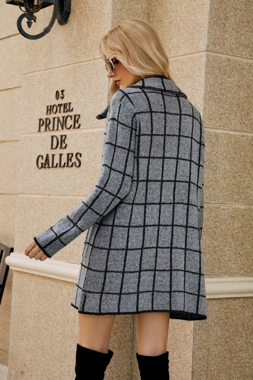Confidently Unique Lapel Collar Printed Open Front Cardigan