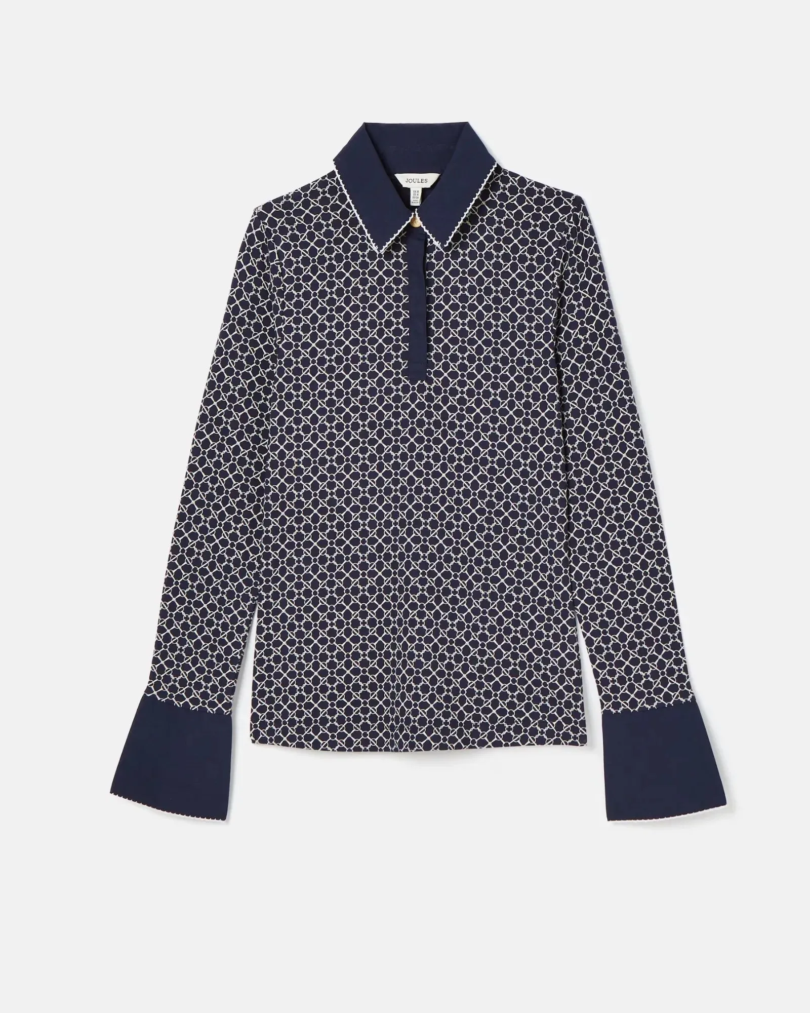 Cordelia Navy Geo Long Sleeve Top