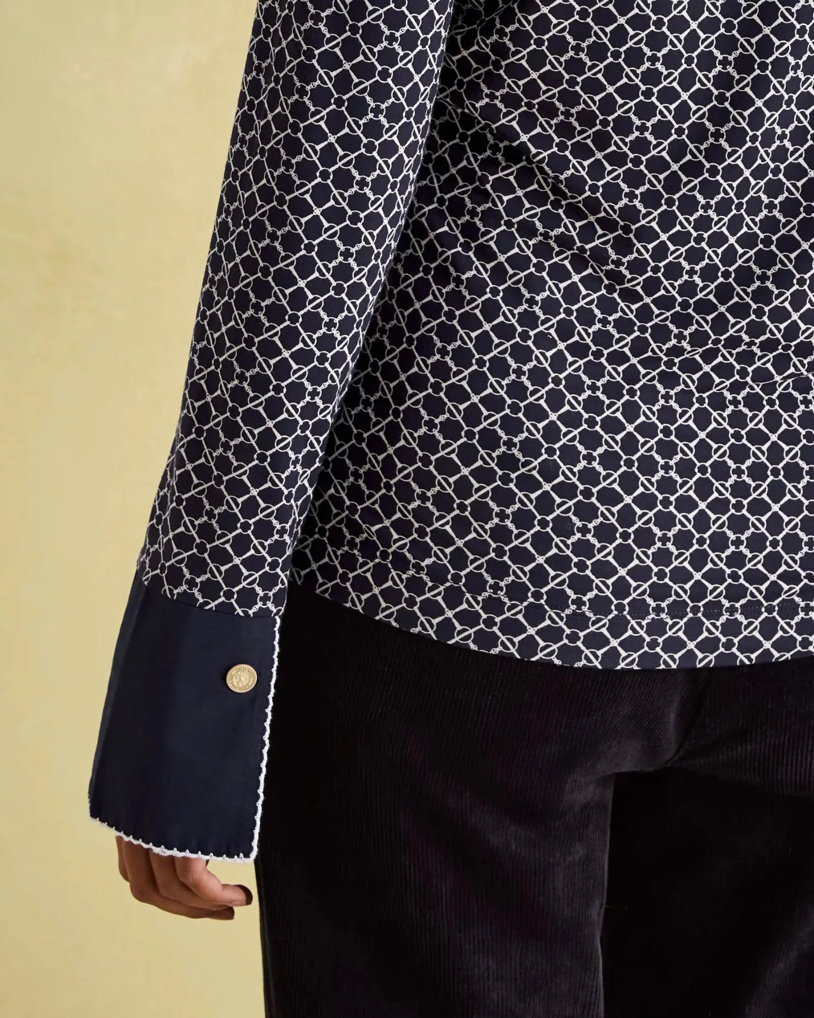 Cordelia Navy Geo Long Sleeve Top