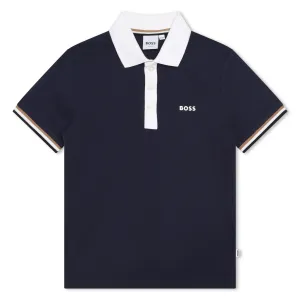 Cotton-Rich Pique Polo Shirt - Navy