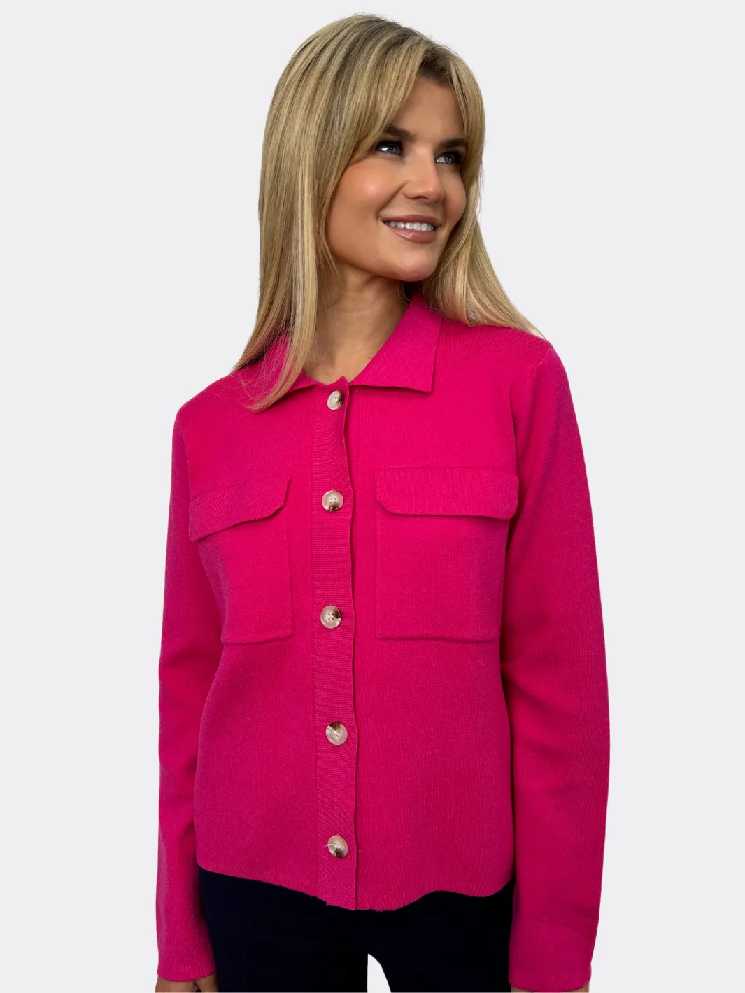 Dani Knit Cardigan - Cerise Pink