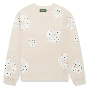Denim Tears Rhinestone The Cotton Wreath Long-Sleeve Thermal Oatmeal T Shirt