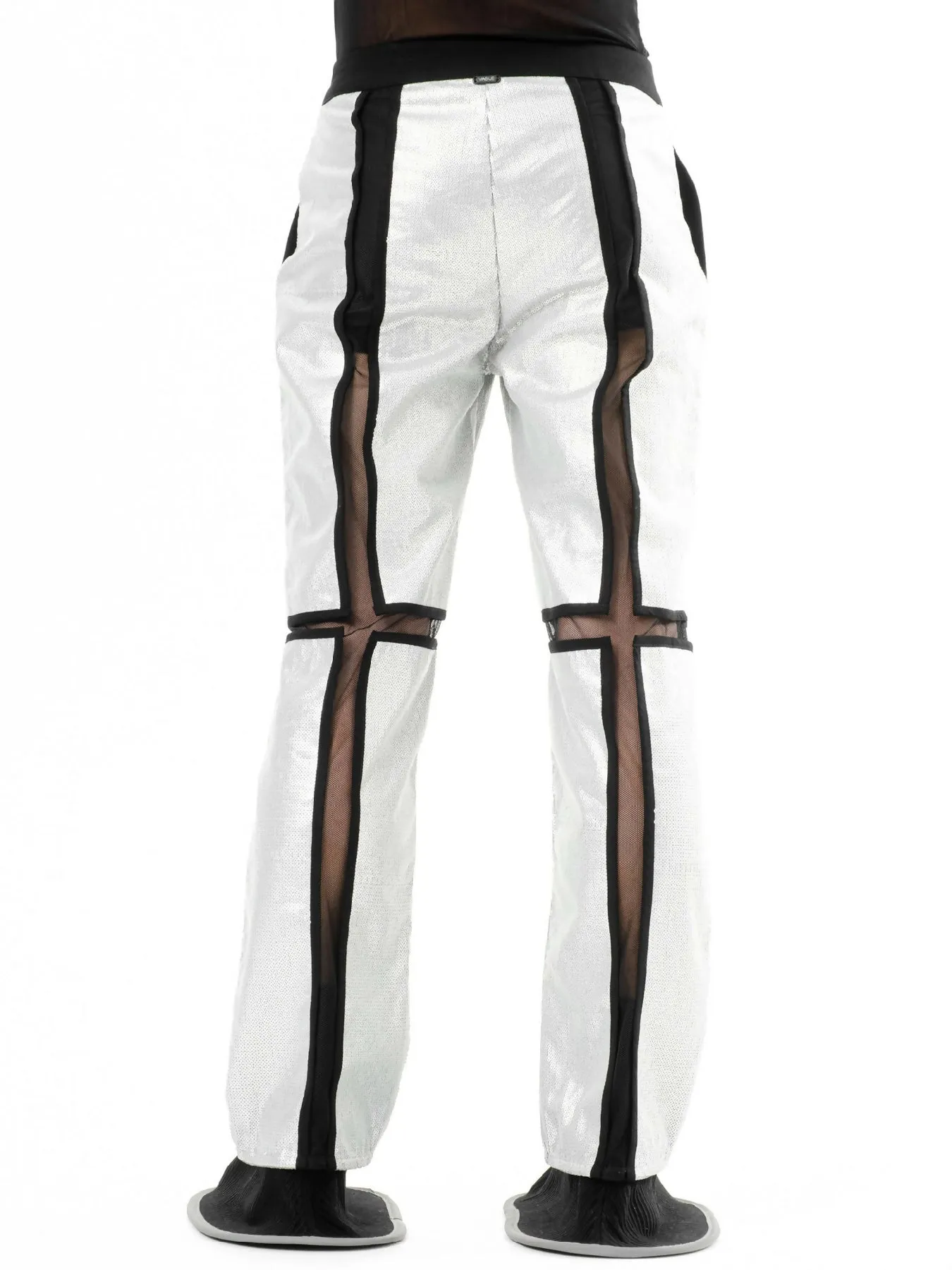 DIAPHANUM SILVER SEQUINED STREIGHT LEG PANTS