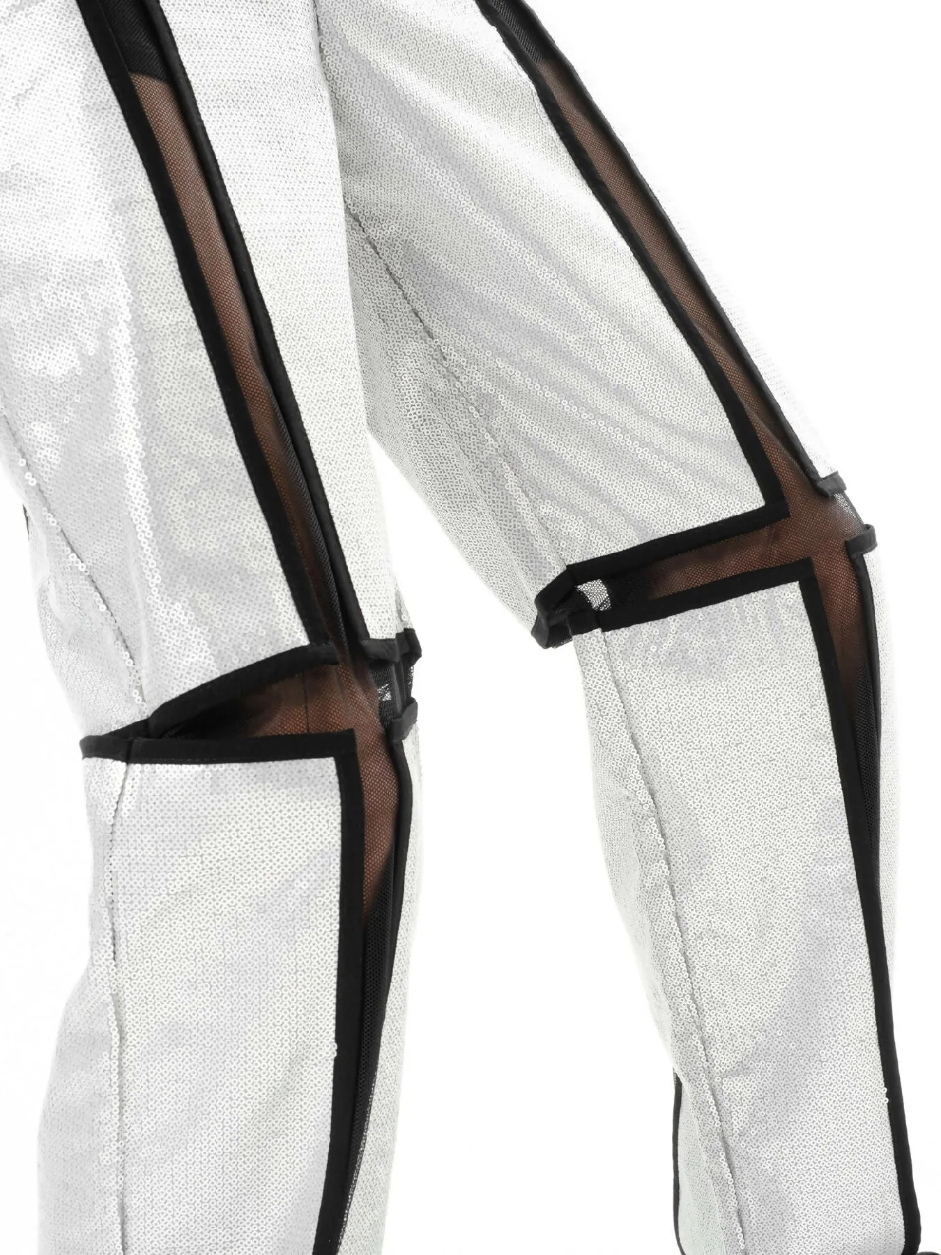DIAPHANUM SILVER SEQUINED STREIGHT LEG PANTS