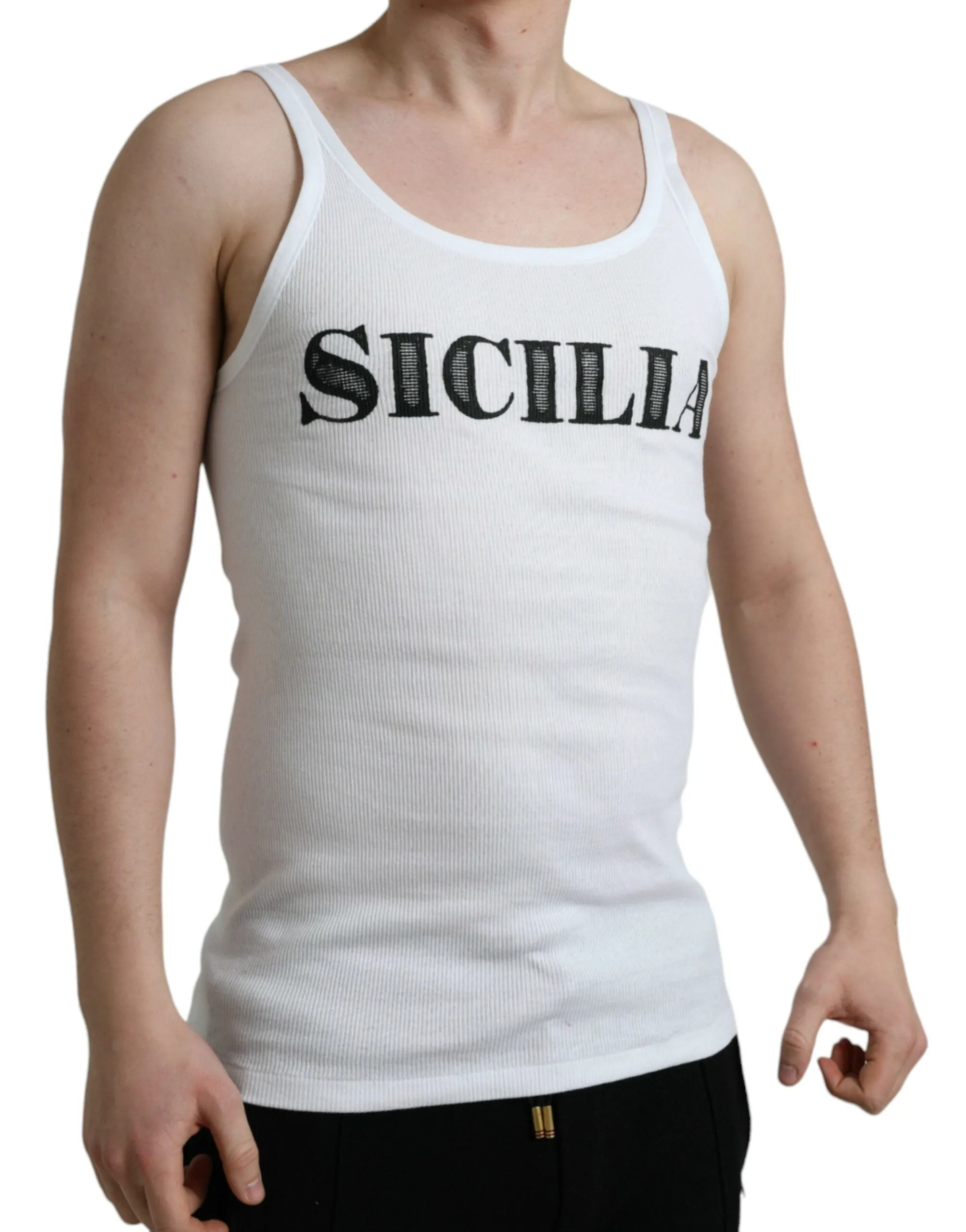 Dolce & Gabbana Elegant White Cotton Tank T-Shirt