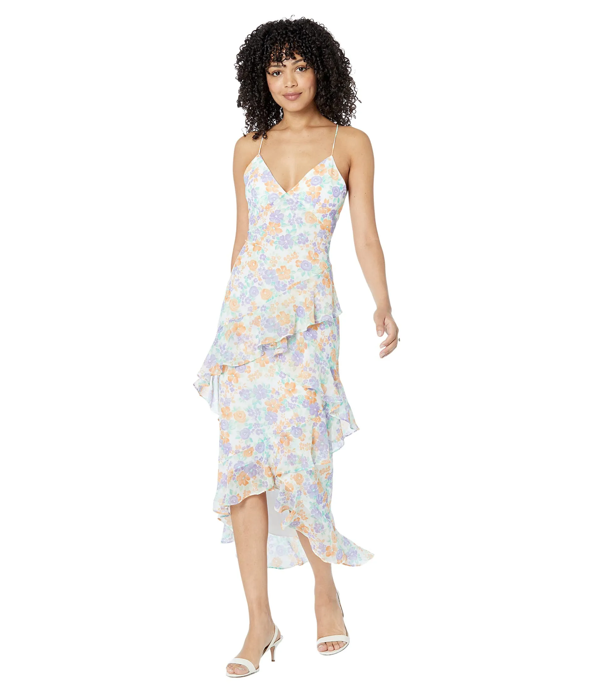 Dress WAYF, Indie Open Back Midi Dress with Ruffle Hem