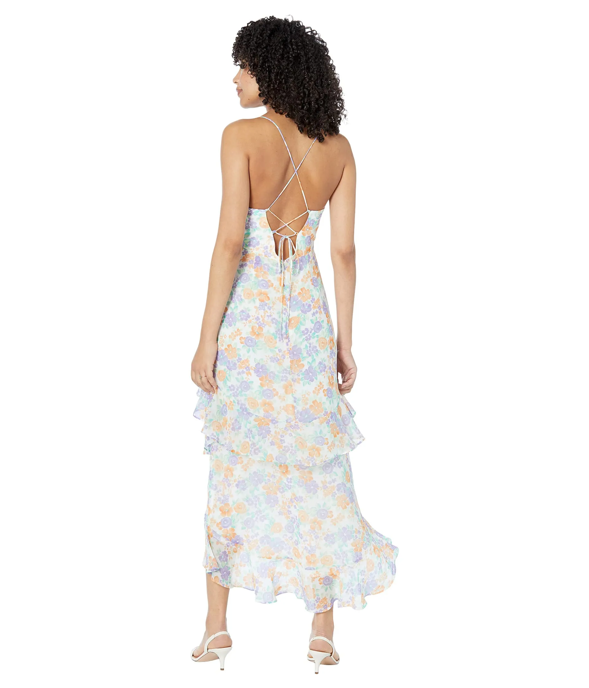 Dress WAYF, Indie Open Back Midi Dress with Ruffle Hem