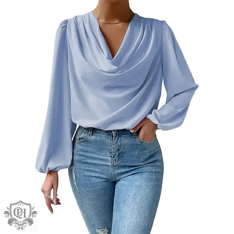 Elegant V-Neck Draped Top