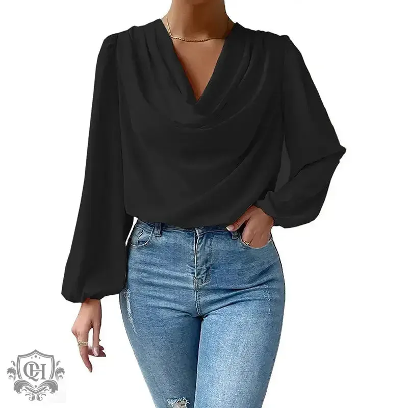 Elegant V-Neck Draped Top