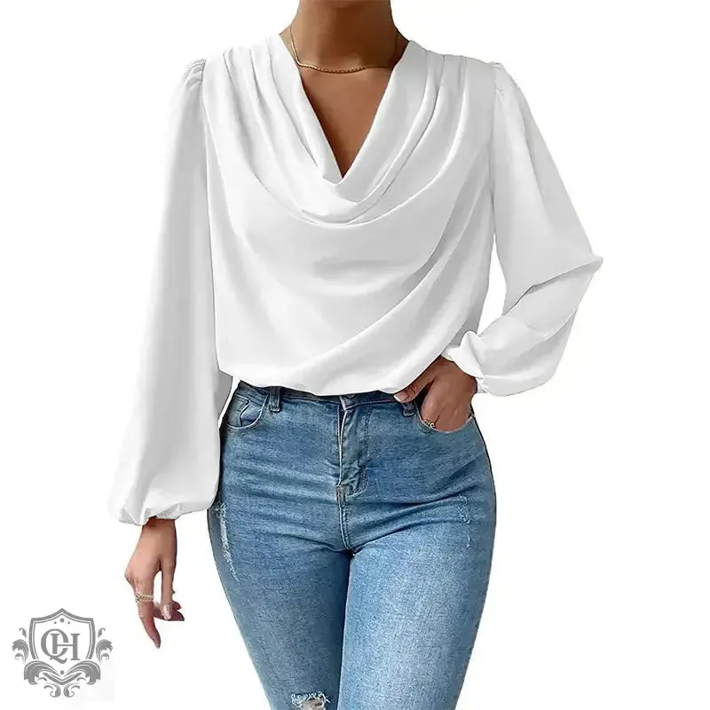 Elegant V-Neck Draped Top