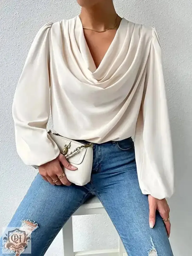 Elegant V-Neck Draped Top