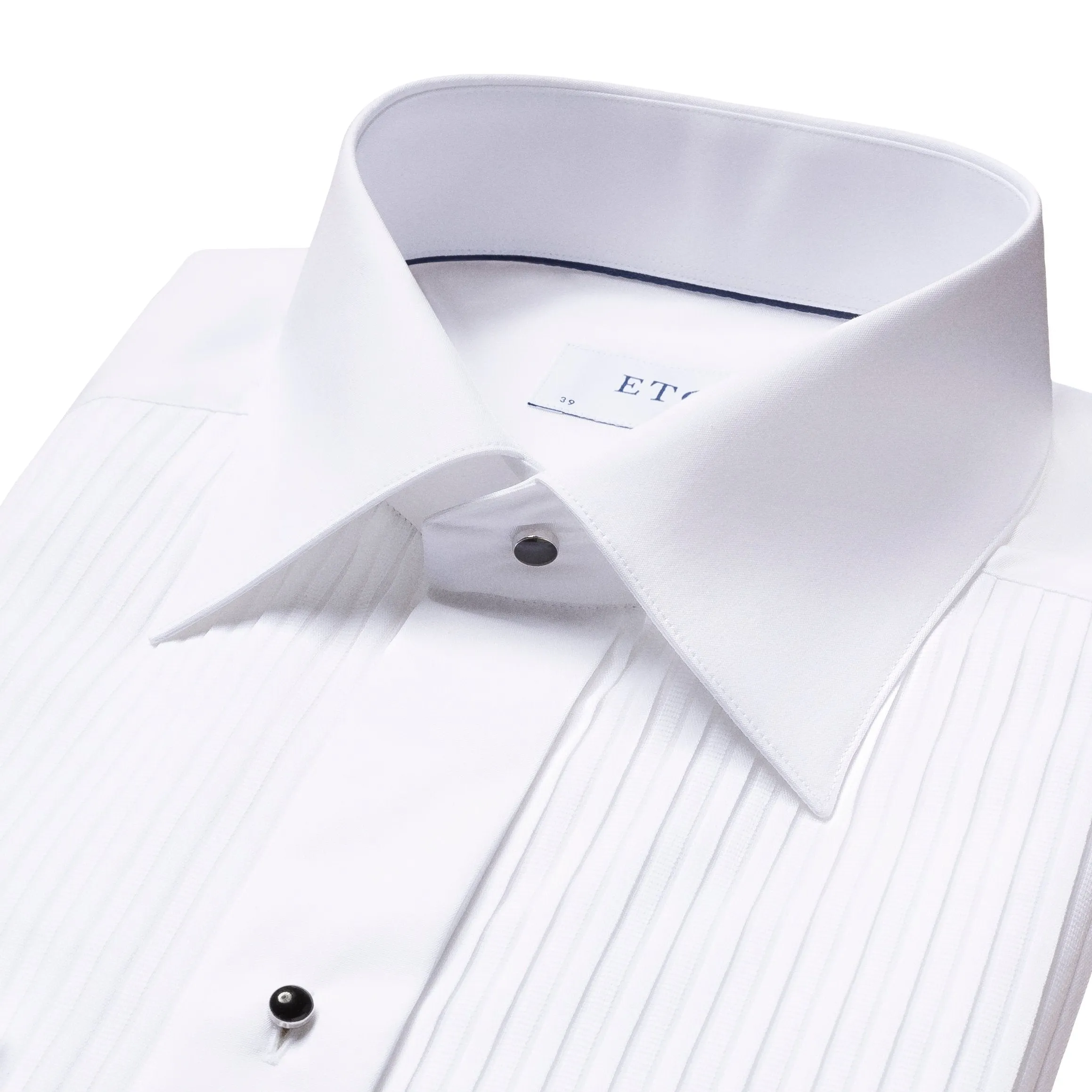 ETON - White Plissé Black Tie Dress Shirt in SLIM FIT 63157051000