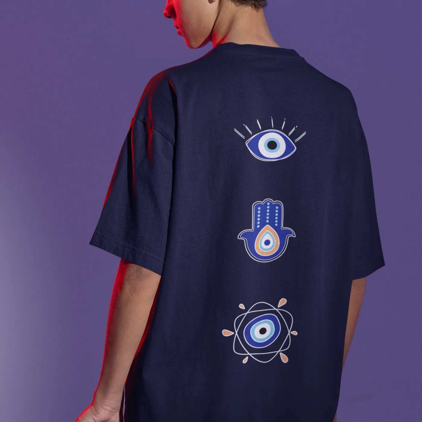 Evil Eye Back Printed Oversized Unisex T-shirts