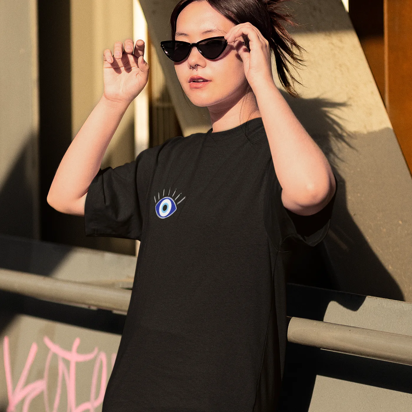 Evil Eye Back Printed Oversized Unisex T-shirts