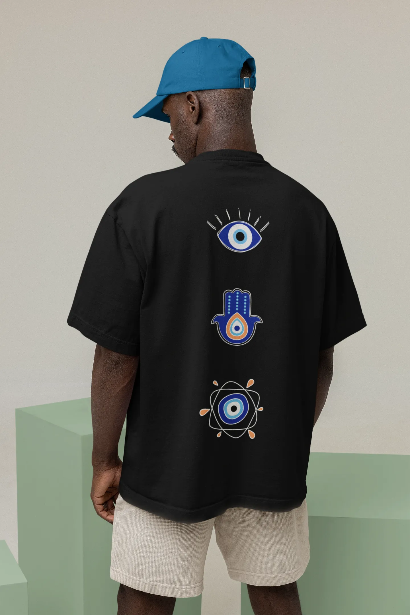 Evil Eye Back Printed Oversized Unisex T-shirts
