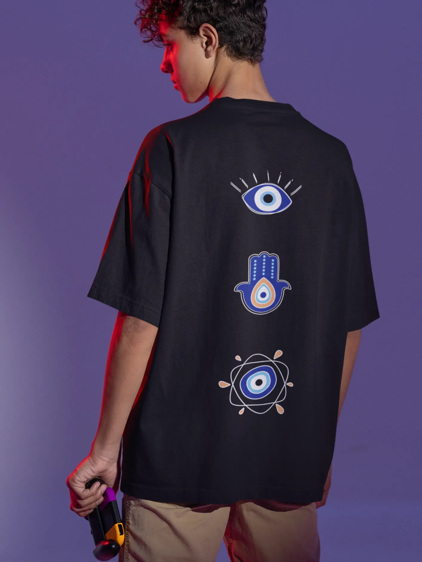 Evil Eye Back Printed Oversized Unisex T-shirts