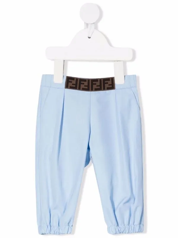 FENDI BABY Logo-waistband Trousers Blue
