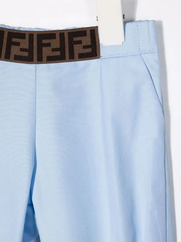 FENDI BABY Logo-waistband Trousers Blue