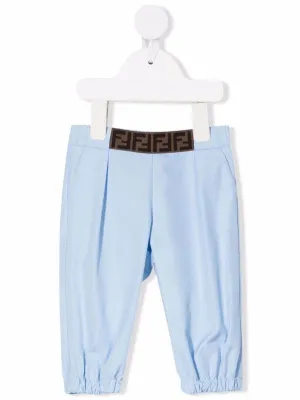FENDI BABY Logo-waistband Trousers Blue