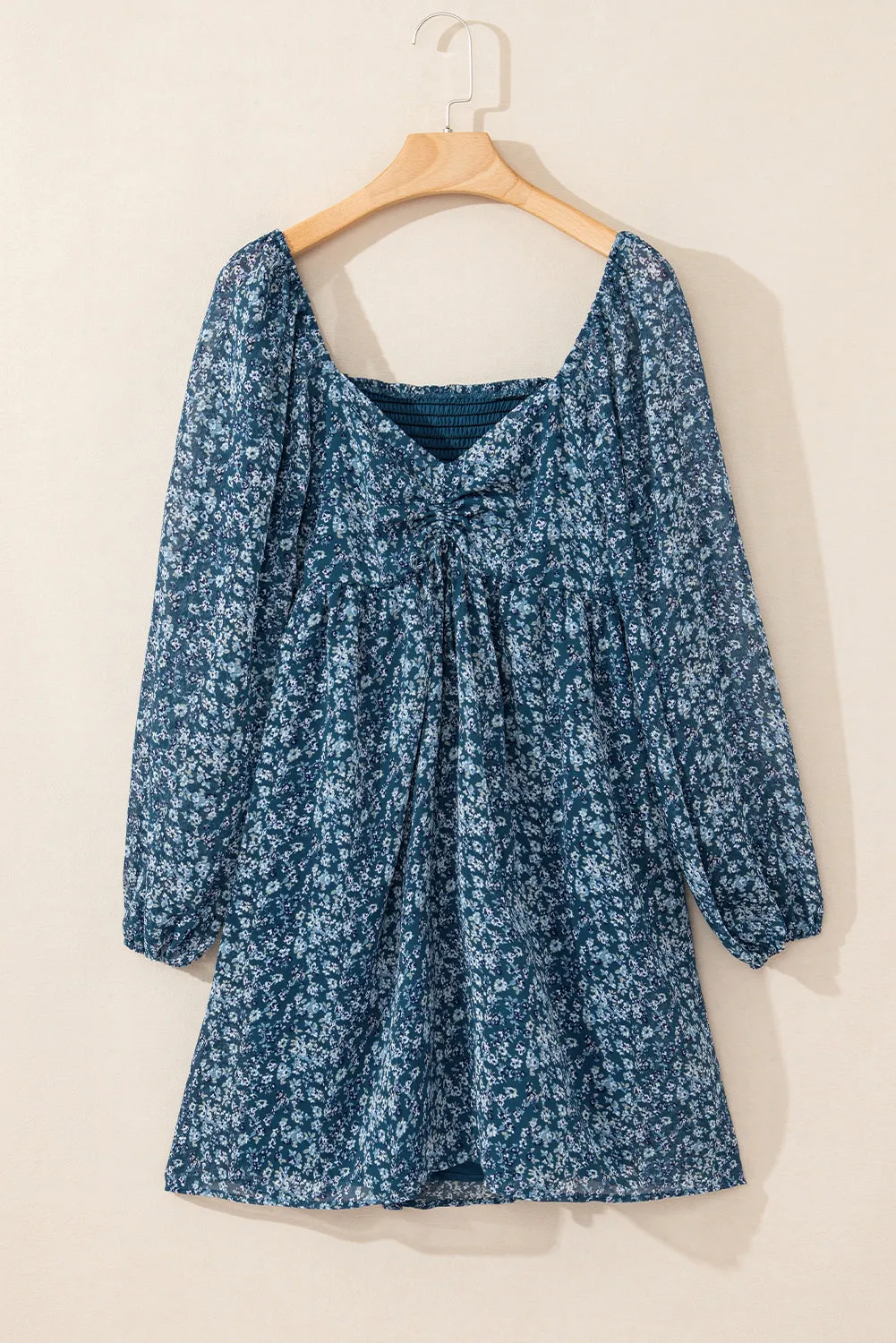 Floral Print Sweetheart Neck Mini Dress